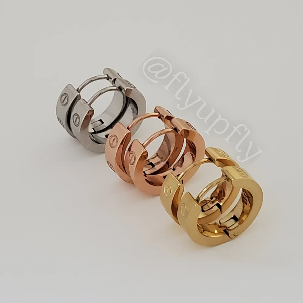 Screw Earings Hoops 18k Gold Filled